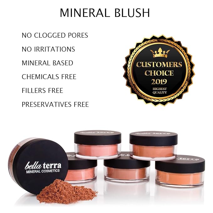 Bellaterra Cosmetics Mineral Loose Blush - Contouring, Long Lasting, Illuminating in 4 Shades for All Skin Types.(Glistening Sun, 9g)