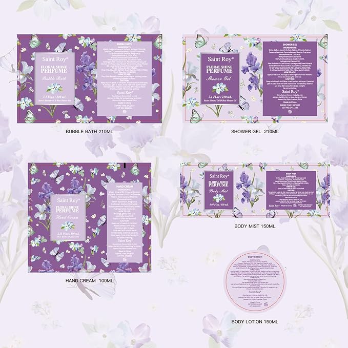 Bath & Shower Spa Basket Gift Set, Floral Perfume Scent, with Shower Gel, Bubble Bath,Body Lotion, Bath and Body Gift Box for Women, Self Care Gifts Basket for Her, Birthday Gifts