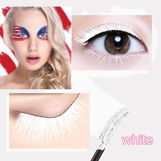 White Lash Colored Mascara Makeup Volumizing Volume Building Waterproof Sensational Washable Lengthening Natural Long-Lasting… (White)