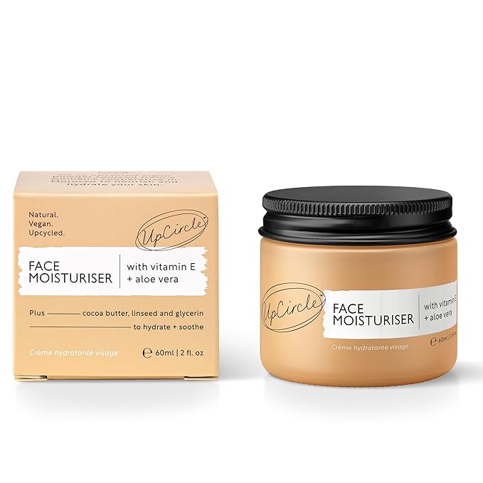 UPCIRCLE Face Moisturiser with Argan Powder 1.7oz - Nourishing Day Cream - Vitamin E, Aloe Vera, Glycerin, Shea + Coconut Butter - Natural, Vegan + Cruelty-Free