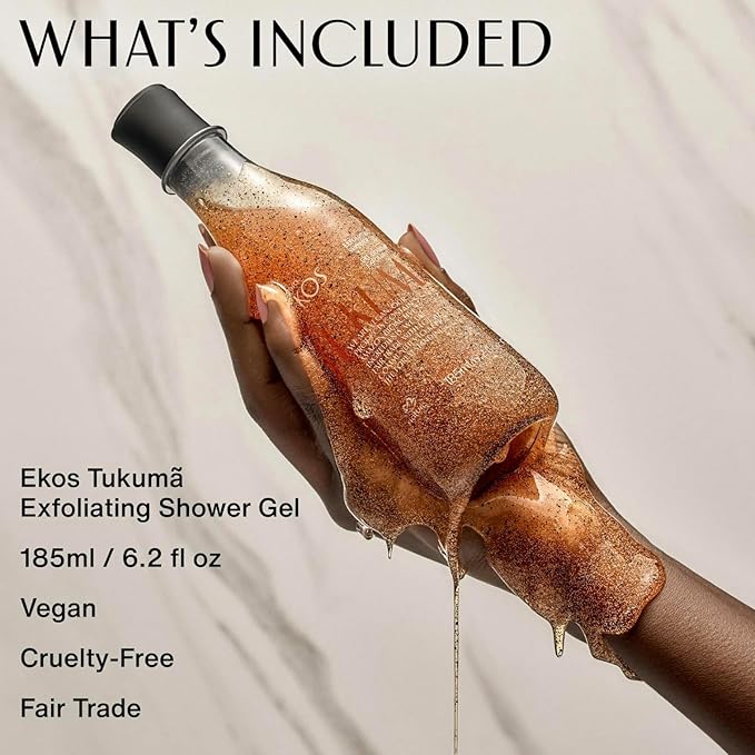 Natura - Ekos Tukumã Replenishing Exfoliating Shower Gel - Natural Exfoliants - 94% Natural - Body Wash - Vegan Skin Care - Brazilian Beauty Secrets - Self Care & Body Care - 6.2 fl oz (185ml)