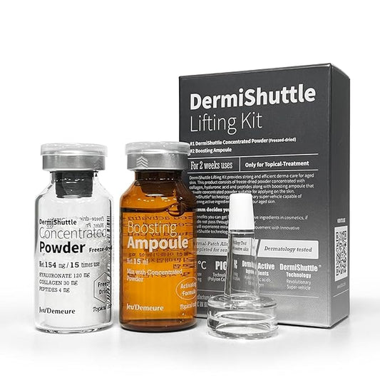 JEU'DEMEURE Dermishuttle Face Lifting Kit – Deep-Absorbing Needle-Free Serum with Collagen, Hyaluronic Acid, Peptide – Targets Wrinkles, Lifting & Skin Renewal Without Microneedling, 2 Weeks
