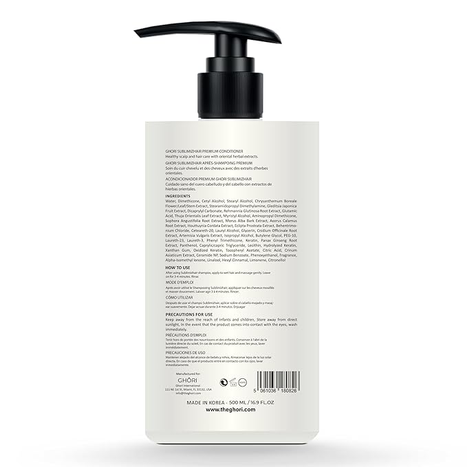 Sublimizhair Herbal Premium Conditioner for Silky Smooth Hair | Detangles, Strengthens Damaged Strands | Deep Hydration & Frizz Control, Nourishing Conditioner | Sulphate-Free, 500ml/16.9 fl oz