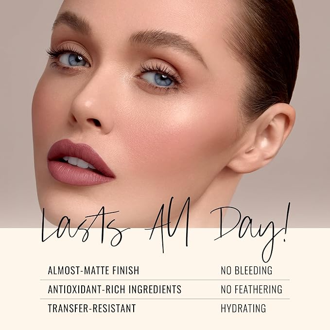 Runway Rogue Velvet Glam Liquid Lipstick, Almost-Matte Mauve Lipstick with a Hint of Spice, ‘90s Nude’