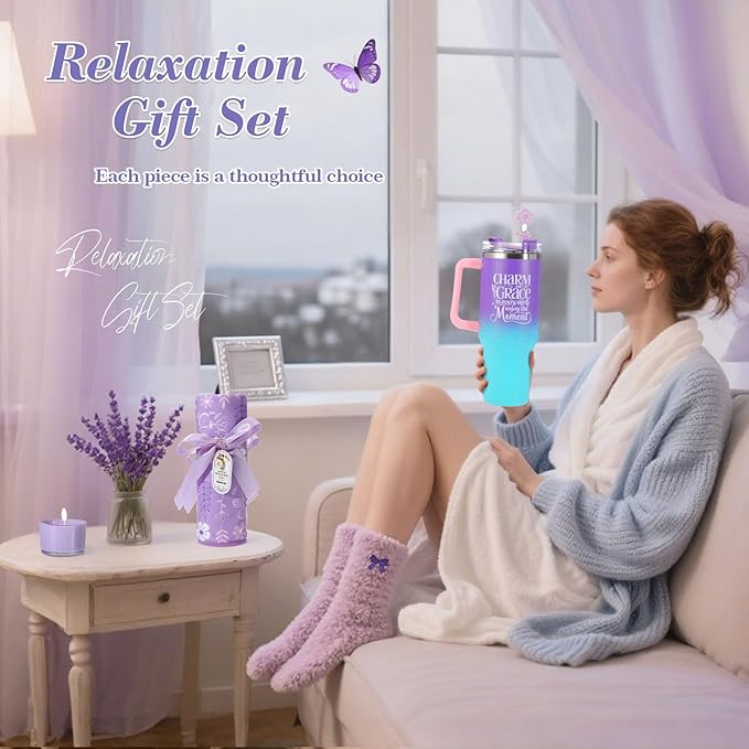 Birthday Gifts for Women Self Care Gifts Get Well Soon Gifts, Lavender Relaxing Spa Gift Basket Care Package, Gifts Box Thank You Gift Christmas Gifts for Mom Wife Girlfriend Coworker Friends Sisters
