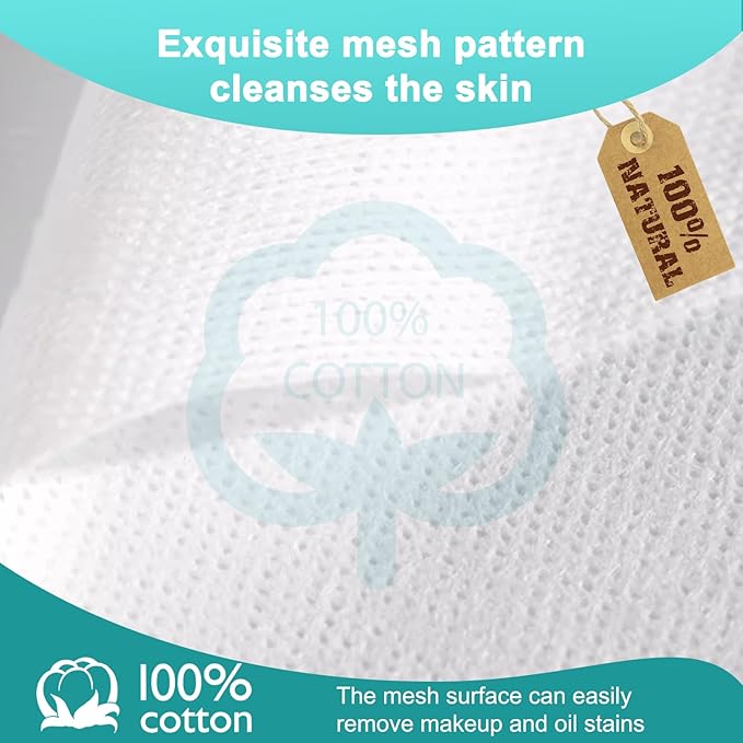 Disposable Face Towel Soft and Thick Cotton Dry Wipes Facial Cloths for Washing and Drying Double-sided Makeup Remover Dry Wipes for Cleansing, Skincare and Makeup Remover (pack of 2)