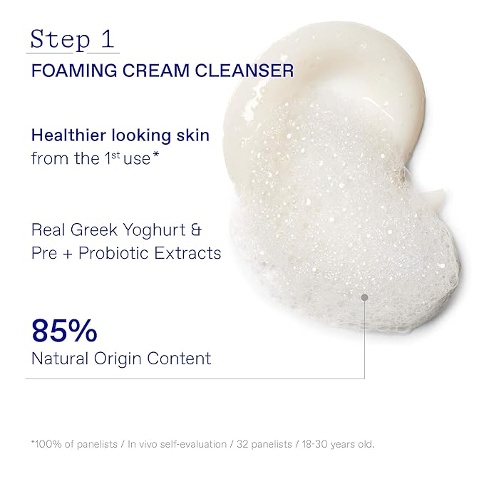 KORRES Greek Yoghurt Hydration Boost Trio Set, 3-Step Skin Care Kit with Foaming Cream Cleanser, Eye Gel & Probiotic Gel Cream, Pre & Probiotics for Balanced Hydration, Clean Beauty, 3 Piece Set