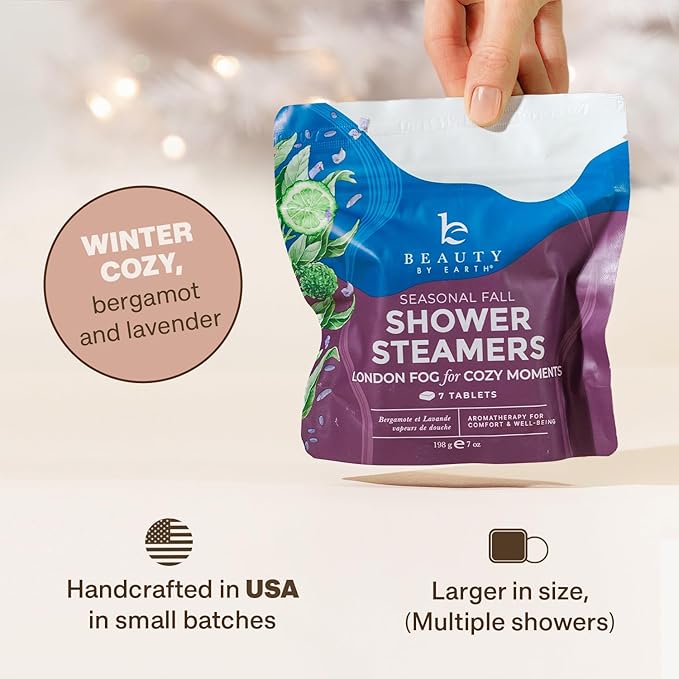 Lavender Shower Steamers Aromatherapy – USA Made with Bergamot Essential Oil, Large Shower Tablets for Women & Men, Christmas Spa Gifts for Her, Stress Relief & Relaxing Calming Pamper Gifts