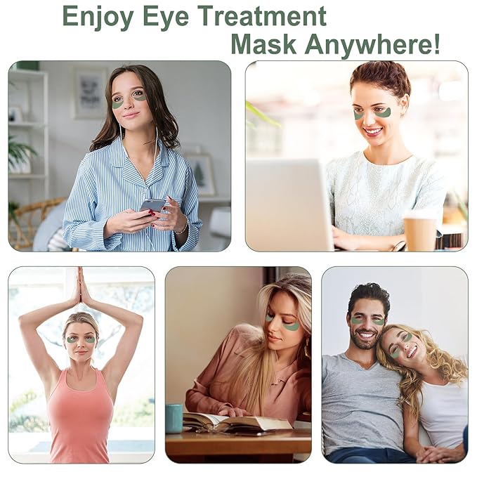 Eye Mask - 30 Pairs Green Tea Eye Patches Skin Care Products for Dark Circles and Puffiness, Reduce Wrinkles and Fine Lines, Eye Patches for Women and Man,with Hair Clips