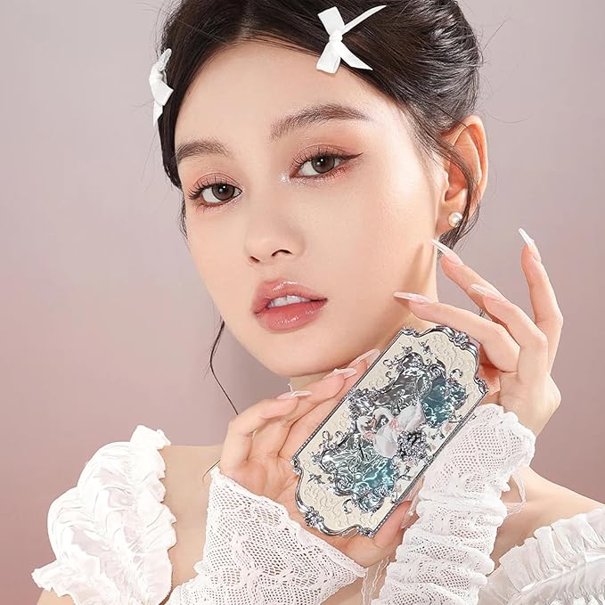 Flower Knows Swan Ballet Six-Color Makeup Palette,Eyeshadow,Blush,Highlighting & Contour All-in-One Face Makeup Palette with 4 Matte+2 Shimmer Neutral Shades(01 White Swan,0.23 Oz)