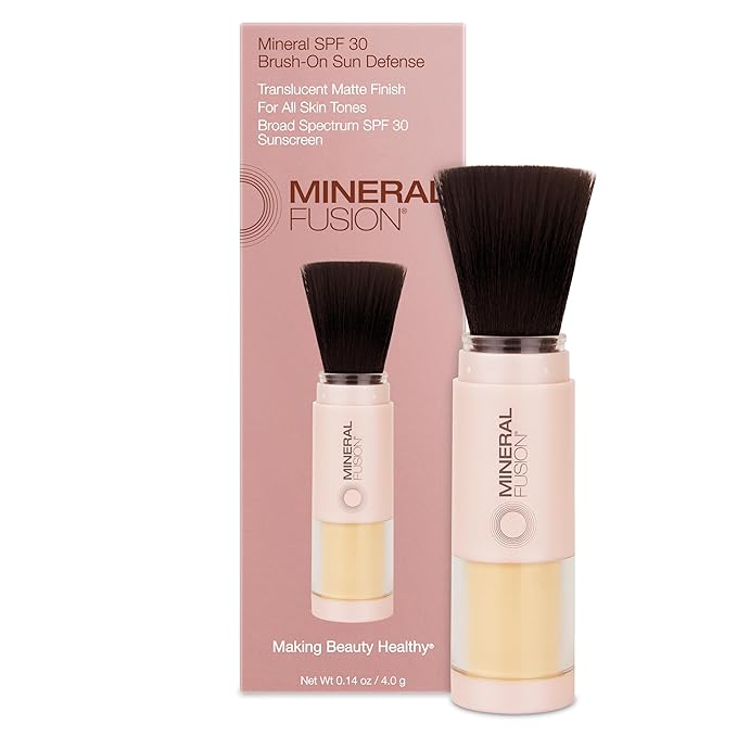 Mineral Fusion Brush-On Powder Sunscreen for Face SPF 30 | Transluscent Natural Daily Sun Care with UVA UVB Protection | Hypoallergenic, Non-Toxic | TSA & Travel Friendly