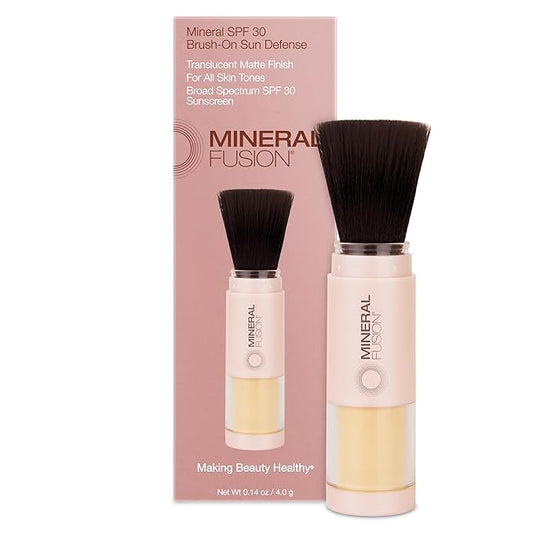 Mineral Fusion Brush-On Powder Sunscreen for Face SPF 30 | Transluscent Natural Daily Sun Care with UVA UVB Protection | Hypoallergenic, Non-Toxic | TSA & Travel Friendly