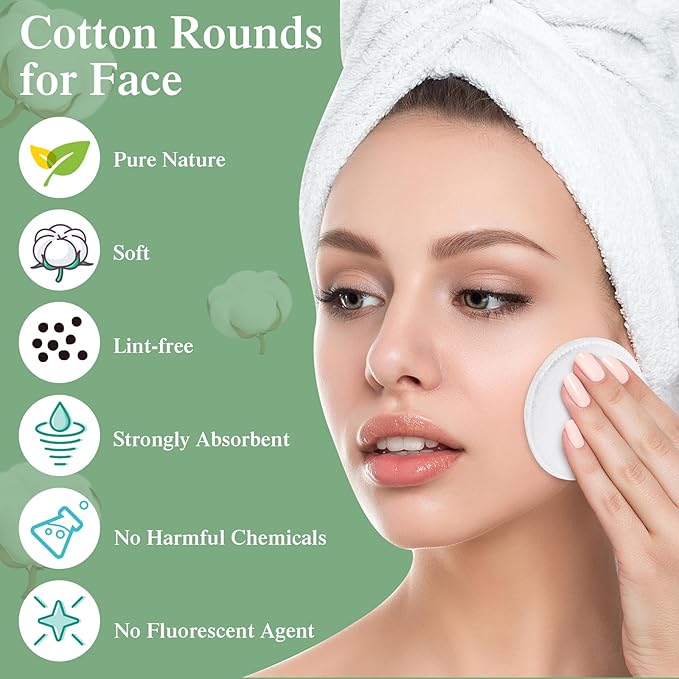 Maxcheck 1000 Pcs Cotton Rounds Bulk Exfoliating Rounds for Face Makeup Remover Cotton Facial Pads for Face Makeup Removal Toner Pads