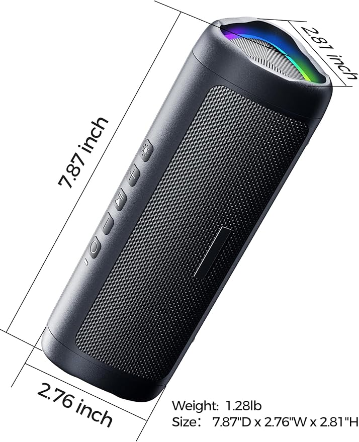 Bluetooth Speaker Stocking Stuffers for Men Women Teens Boys Girls: Portable Wireless, IPX5 Waterproof, White Elephant Gifts for Adults, Up to 20H Playtime, TWS Pair, for Home/Party/Outdoor (Black)