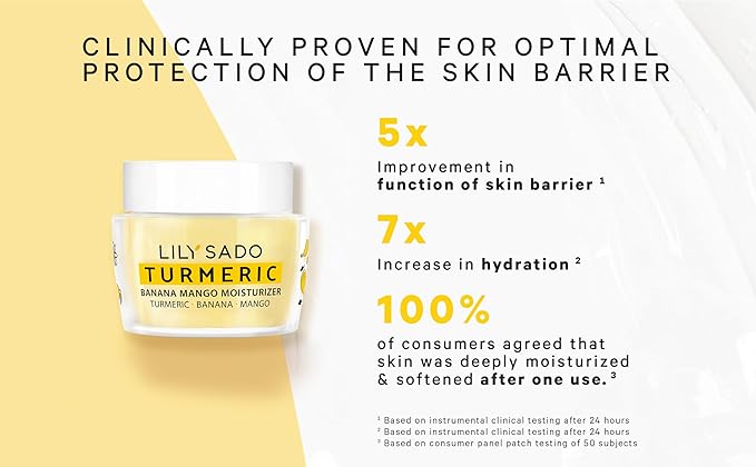 LILY SADO Turmeric Banana Mango Face Moisturizer - Luscious Creamy Nutrient-Rich Natural Daily Facial Cream w Chamomile & Rosemary - Vegan Anti-Aging Lotion For Wrinkles & Fine Lines