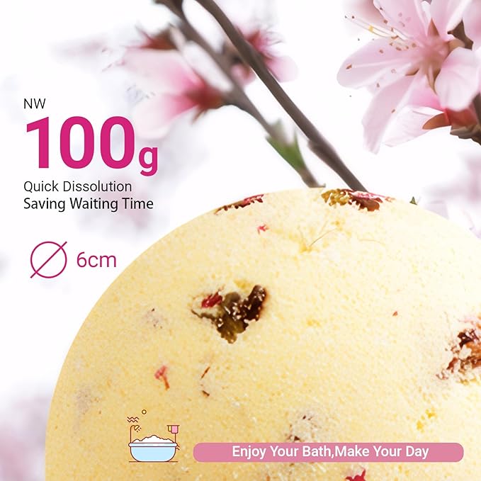 Bath Bombs for Women Spa Gift Set with Lemon Oils Sea Salt Relaxing Birthday Gift for Her Bubble Bath Skincare