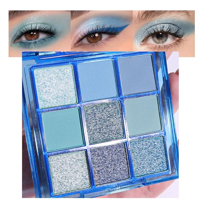 Sapphire Blue Smoky Eye Shadow Palette,Navy Royal Blue Green Goth Natural Eyeshadow Palette,Waterproof,Long Lasting Naturing-Looking
