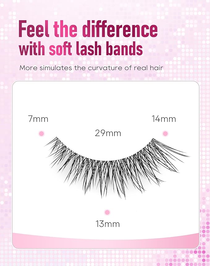 Frihappy Natural False Eyelashes Flared Wispy False Lashes Natural Look HA-17