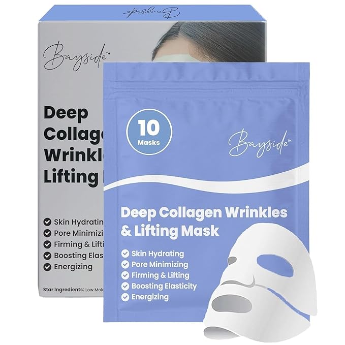 Collagen Face Mask | Hydrating Beauty Skincare Face Mask for Glass Skin, Revitalizing Overnight Collagen Facial Mask for Wrinkles, Selfcare Sheet, Moisturizing Facial Skin Care Product for Women & Men