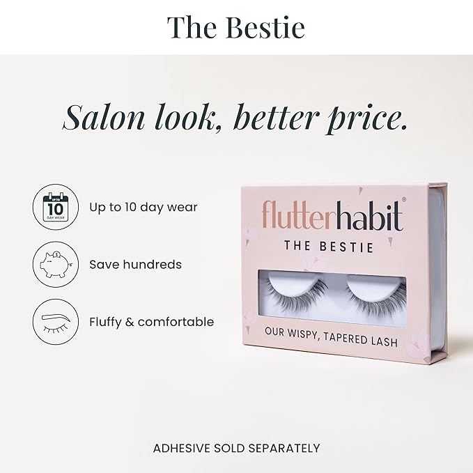 FlutterHabit The Bestie Lashes, DIY Lash Extensions [Up to 10 Day Wear], Natural & Subtle Cat Eyed Cluster Lashes, Salon Quality Eyelashes Extensions, Natural Lashes, No Lash Glue Included