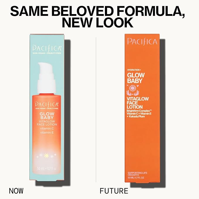 Pacifica Face Moisturizer - Vitamin C Face Lotion Glow Baby VitaGlow Face Moisturizer Glow Recipe, Vitamin E, Antioxidants, Dermatologist Tested 1.7 oz