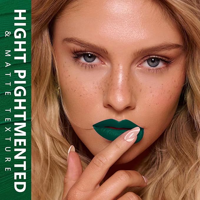 MAKI YIKA Green Lipstick for Women Color Stay Long Lasting Lipsticks, No Smudge Matte Liquid Lipstick Transferproof Cruelty-Free Lip Color, FORBIDDEN FOREST