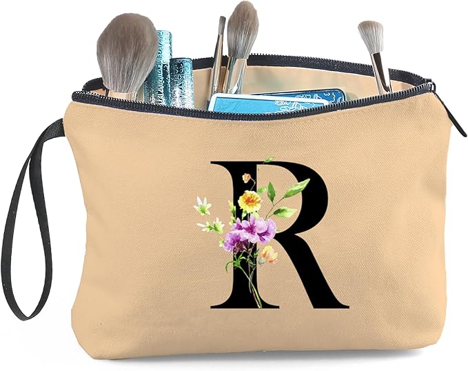 Women Birthday Maid of Honor Monogrammed Gifts for Bride Bridesmaid Sister Friend Her Teacher Makeup Cosmetic Bag with Mirror Mothers Day Christmas Graduation R