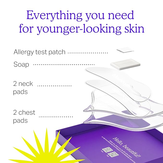 BLUMBODY Chest, Neck Wrinkle Pads – Anti-Wrinkle Silicone Patches Skin Firming, Smoothing – Reusable Overnight Pad – Anti-Aging Crepe Erase Pads – Neck, Décolleté (1-Month Supply)