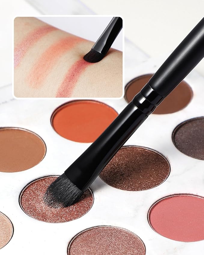 EIGSHOW 5Pcs Everyday Makeup Brush Set for Foundation Powder Eyeshadow Eyeliner, Vegan & Cruelty-Free, Travel Basic Make Up Brushes Kit for Women - Black