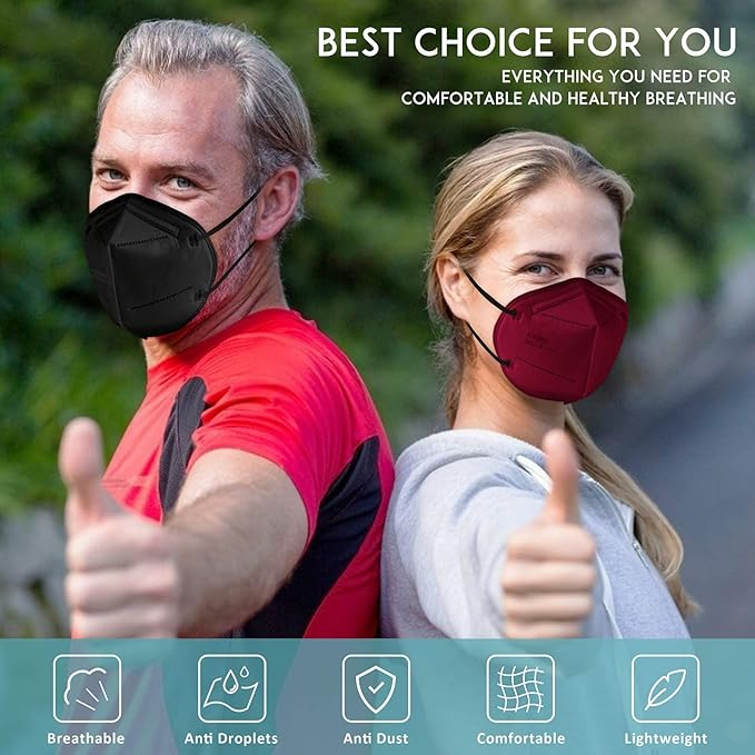 ChiSip Disposable Face Masks, 5 Layer Breathable Masks for Adult, Men, Women