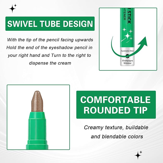 8PCS Eye Shadow Sticks,Shimmer Cream Eyeshadow Stick Set,Eye Brightener Stick,Lightweight Smooth Eye Shadow for Older Women,Teenagers,Middle-aged,Sombras Para Ojos,Eyeshadow Makeup