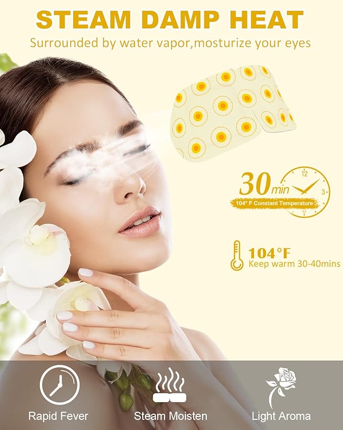 ProCIV 16 Packs Steam Eye Masks for Dry Eyes Heating Eye Mask Warm Compress for Eyes Relief Stress, Eye Fatigue Travel Essential Self Heating Moist Sleep Mask SPA Accessories