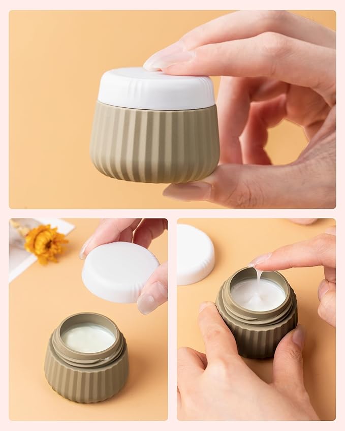 Travel Containers for Toiletries 4 Pack, TSA Approved Travel Size Toiletries, Travel Size Containers, With Clear Bag Leak Proof Silicone Jars, Travel Essentials Creams Jars Carrying Small Items