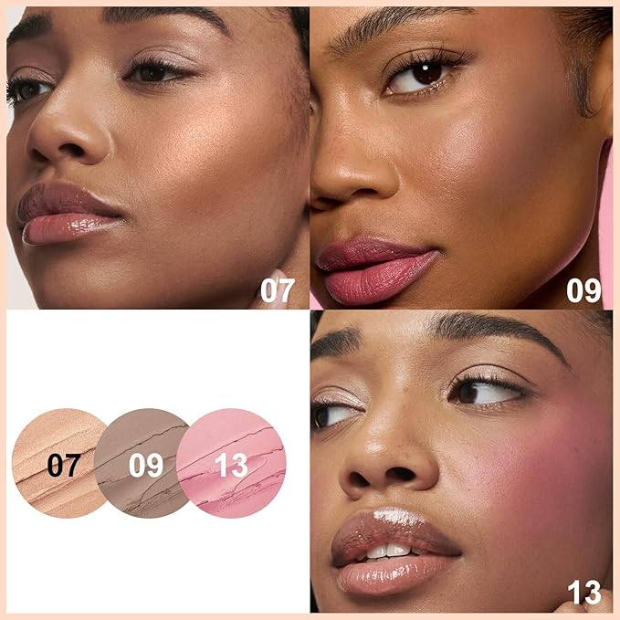 FOCALLURE 3PCS Cream Contour Stick - Highlighter Bronzer Blush Set for Face Sculpting, Non-Greasy Longwear Makeup, Easy to Blend with Natural Matte Finish,SET 3