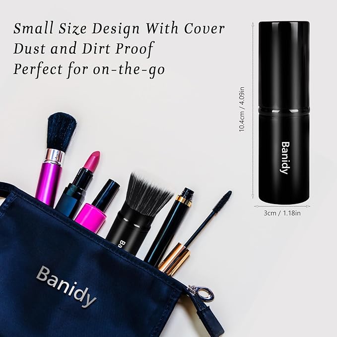 Foundation Makeup Brush Flat Top Kabuki Face Blush Liquid Powder Foundation Brush Retractable Travel Brush for Blending Liquid, Cream or Flawless Powder Cosmetics