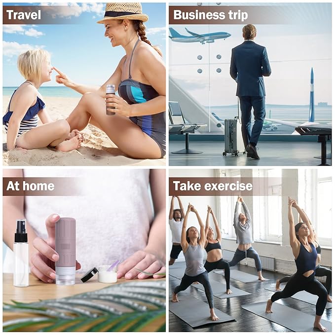 GLAMFIELDS Travel Bottles for Toiletries,TSA Approved 3.3oz Size LeakProof Silicone Toiletry Containers for Shampoo, Conditioner,Easy to Squeeze，Portable Travel Essentials for Lotion(18 Pack) Coffee