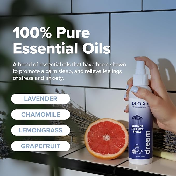 MOXE Shower Steamer Spray, Essential Oils, Natural Sleep Aromatherapy, Made in USA (Breathe & Dream, 4 Ounces, 2 Pack)