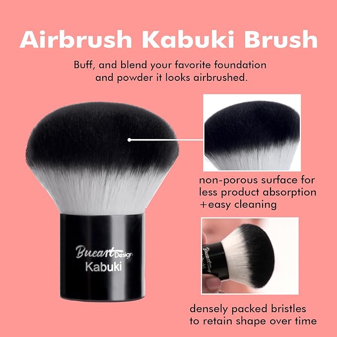 Bueart Design Kabuki Face Makeup Brush Setting Powder Brush Foundation Cream Blush Blending Brush M1