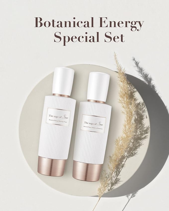 Sooryehan THE SAGA OF SOO BOTANICAL ENERGY (360 ml / 12.17 Fl Oz) - Korean Skincare Gift Set by LG BEAUTY. Botanical Energy Boosting Toner, Balancing Moisturizer, Cream, Foam Cleanser.