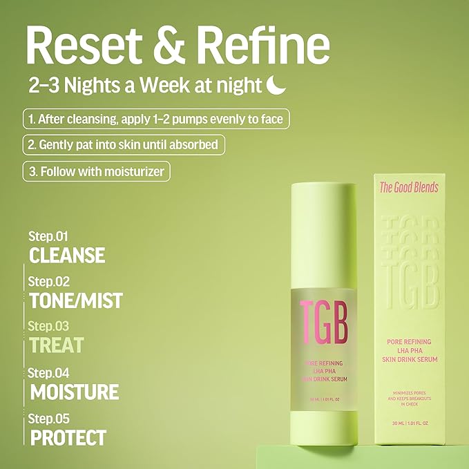 Pore Refining LHA PHA Skin Drink Serum – Korean HA Serum for Face 1.01 fl oz | Exfoliating & Hydrating Treatment for Oily Skin, Enlarged Pores & Uneven Skin Texture