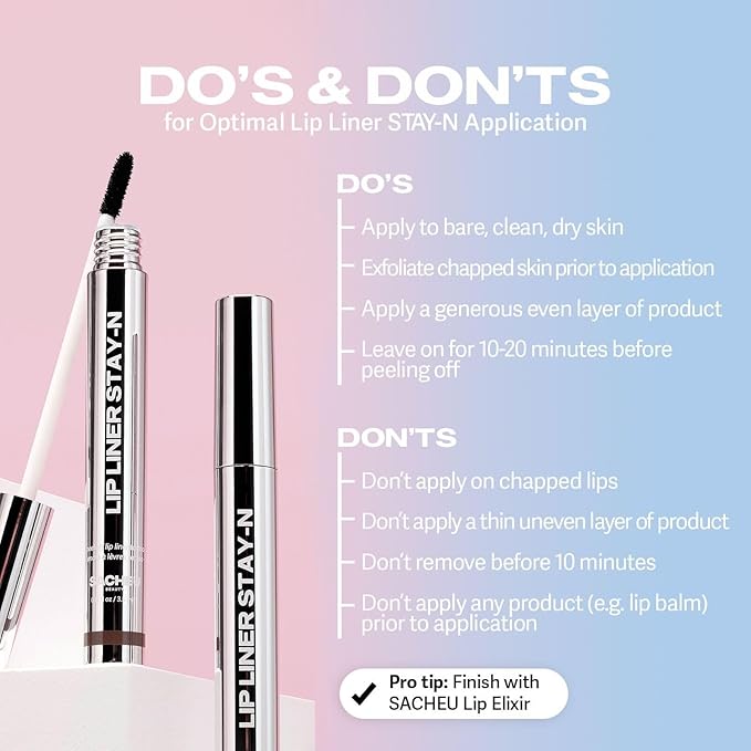 Sacheu Lip Liner STAY-N Peel Off Lip Stain — Long Lasting Matte Lip Tattoo Transfer Proof Lipstain Infused with Hyaluronic Acid & Vitamin E for All Skin Types — Vegan & Cruelty-Free, leftonRED