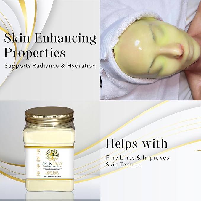 White Gold with Glycolic Jelly Face Mask | HydroGlo Jelly Mask for Skin Hydration | Radiance and Reduced Pigmentation | Vajafacial Jelly Mask | 12 Applications (30 Fl Oz).