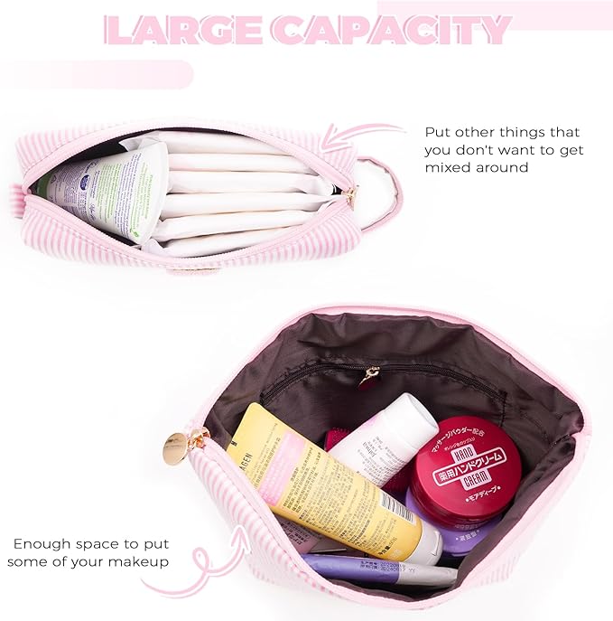 Personalized Makeup Bag for Women Girls - Fashion Cosmetic Bag Trendy Travel Toiletry Bag with Initials Letter - Teen Gifts - Pink,O