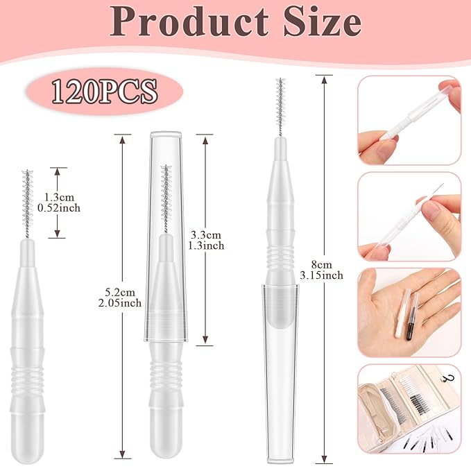 Brow Lamination Brush Supplies - 120Pcs Micro Eyebrow Brush And Comb Spoolies for Eyelash Extensions (Black, White)