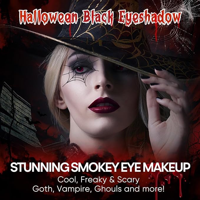 Black Grey Smokey Eyeshadow Palette Matte Black White Gray Silver Smoky Eye Shadow 9 Colors Eyeshadows Eye Makeup For Goth Look -9Black