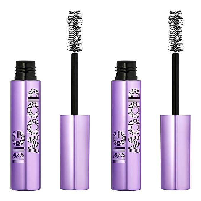 e.l.f. Big Mood Mascara, Instantly Creates Long-Lasting, Bold & Lifted, Voluminous Lashes, Infused with Jojoba Wax, Black, 0.30 fl Oz (2-Pack)