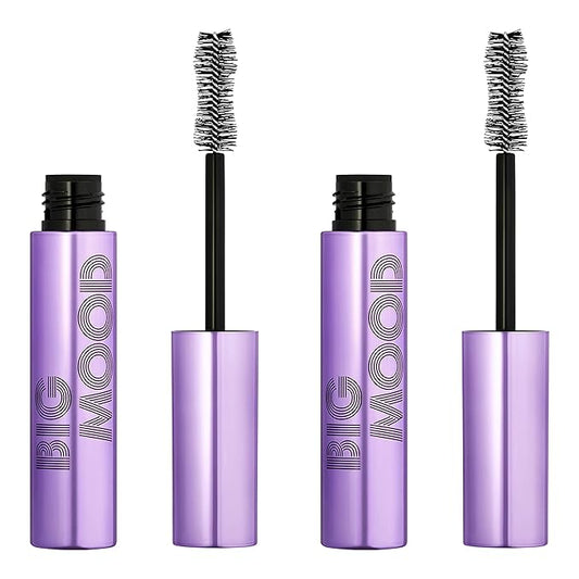 e.l.f. Big Mood Mascara, Instantly Creates Long-Lasting, Bold & Lifted, Voluminous Lashes, Infused with Jojoba Wax, Black, 0.30 fl Oz (2-Pack)