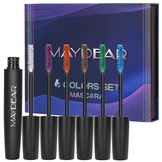 Maydear Waterproof Colored Mascara Set – Long-Lasting, Cruelty-Free, Vegan Eye Makeup for Women (6 Colors)