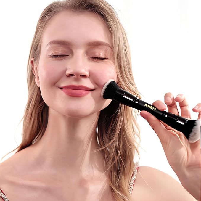 LORYP Foundation Brush Contour Bronzer Brush Double Ended kabuki Brush for Blending Liquid Powder Concealer Cream