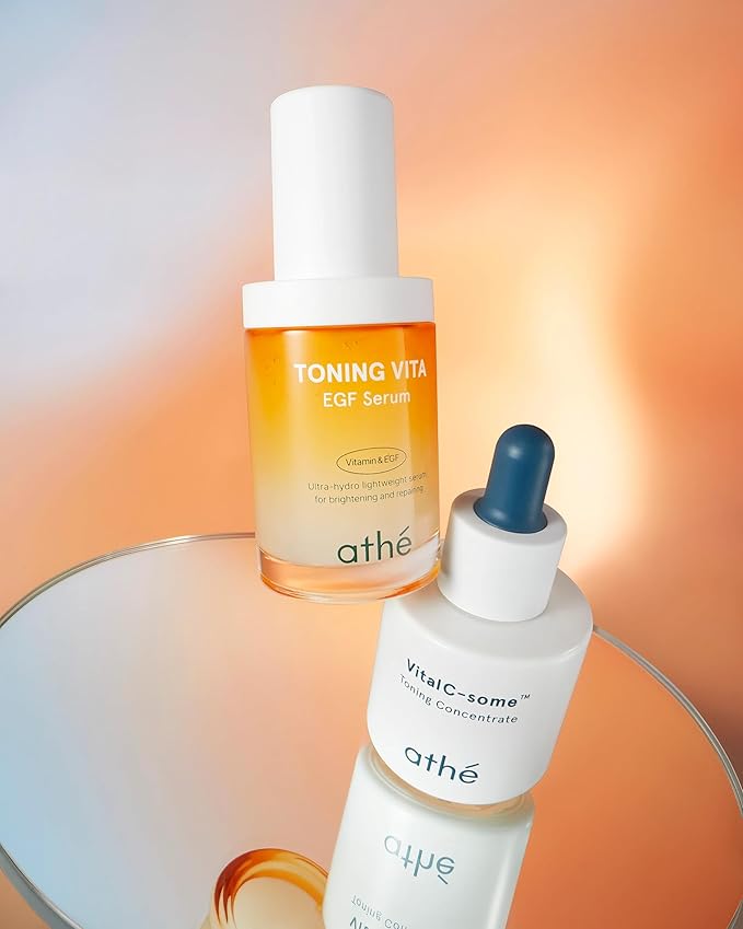 ATHE Toning Vita EGF Serum - Korean Skin Repairing Serum with Vitamin C - Hydrating & Soothing Hypoallergenic Ampoule for Day & Night Use, 1.01 fl.oz.